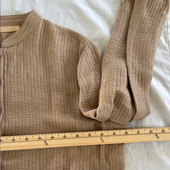 Kate Hill Tan Linen Silk Button-Down Blazer Jacket - Picture 4 of 7